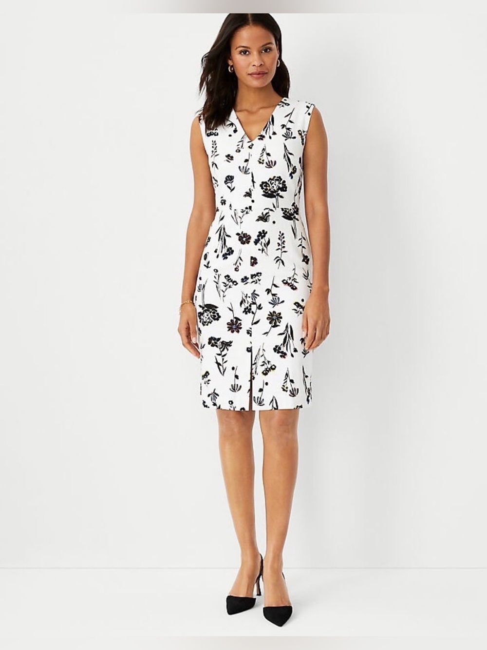 Ann Taylor NWT Floral Cotton  Knee Length Sleeveless Sheath Dress 8
